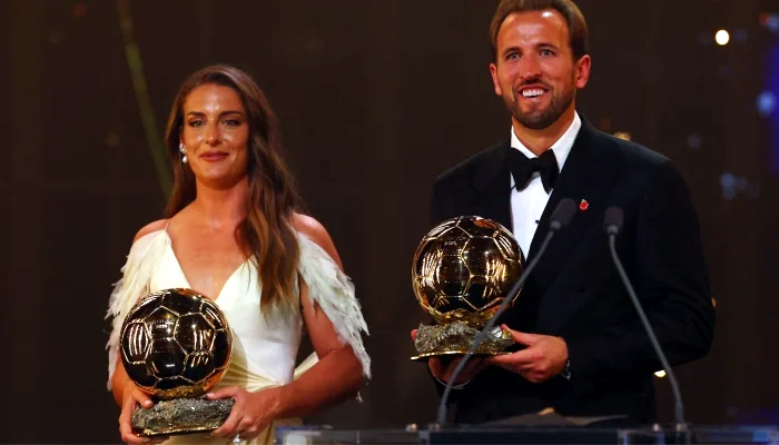 Harry Kane lifts Ballon d’Or as Putellas wins women’s prize for third time
